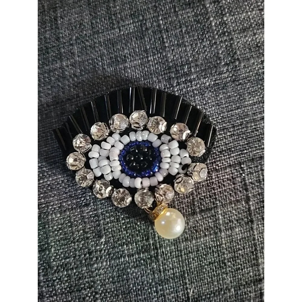 Beaded Rhinestone Eyeball Applique 2